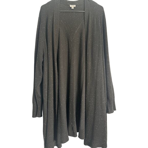 Avenue Sweaters - Avenue Spotted Open Front Cardigan - Women’s Plus Size 26/28 - Longline Sweater